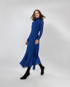 Blue Velvet Mesh Dress