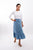 Ruffle Bottom Denim Midi Skirt