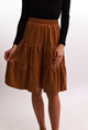 Bliss Tiered Corduroy Skirt Rust